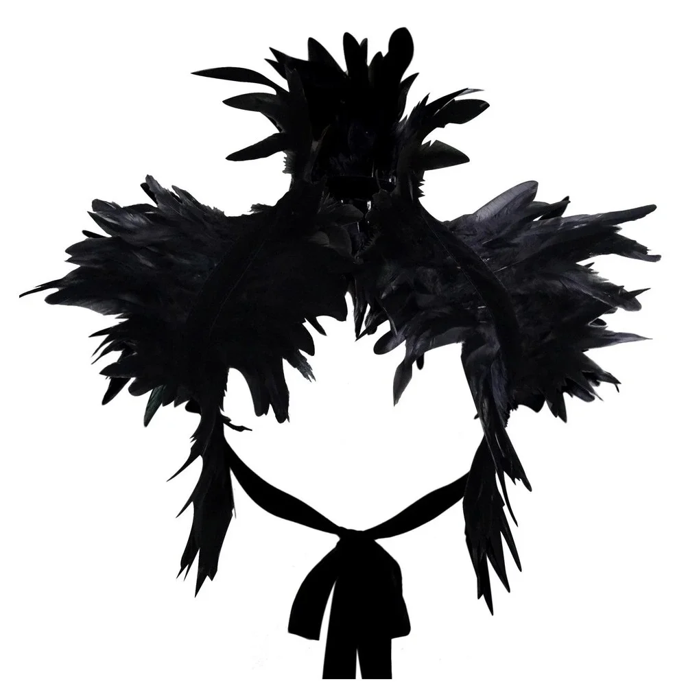 Victorian Real Natural Feather Shrug Shawl Shoulder Wrap Cape Gothic Collar
